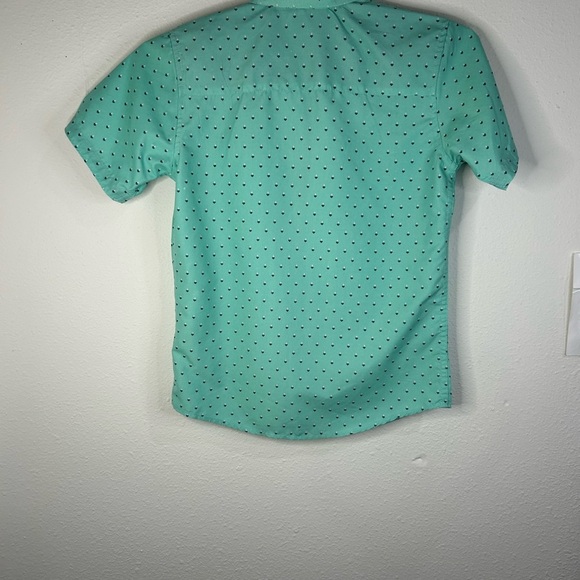 Craft + Flow Boys Size Small 8 Mint Green Short Sleeve Button Down Shirt Print - Picture 4 of 6